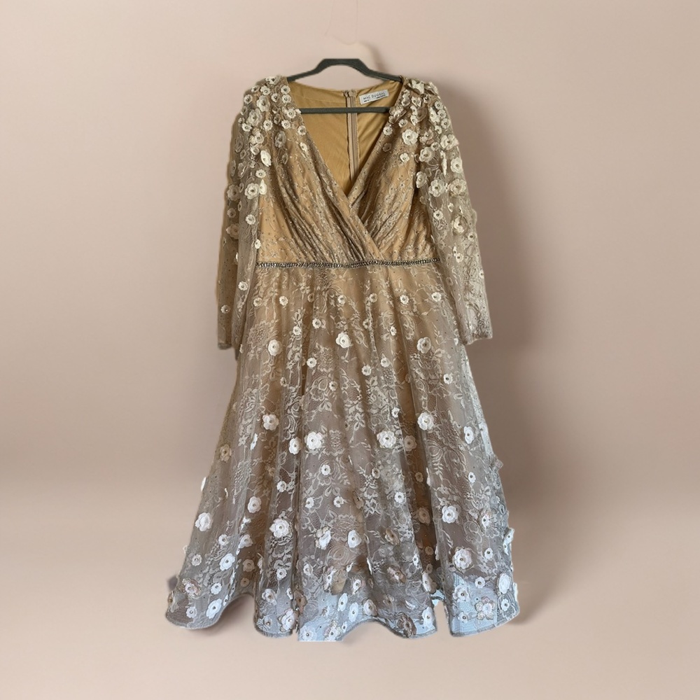 MAC DUGGAL FLORAL EMBELLISHED LACE A-LINE COCKTAIL DRESS, 18 - Picture 4 of 9